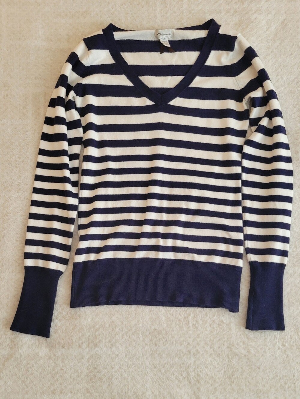 Dynamite Fine Knit Striped V-neck Sweater